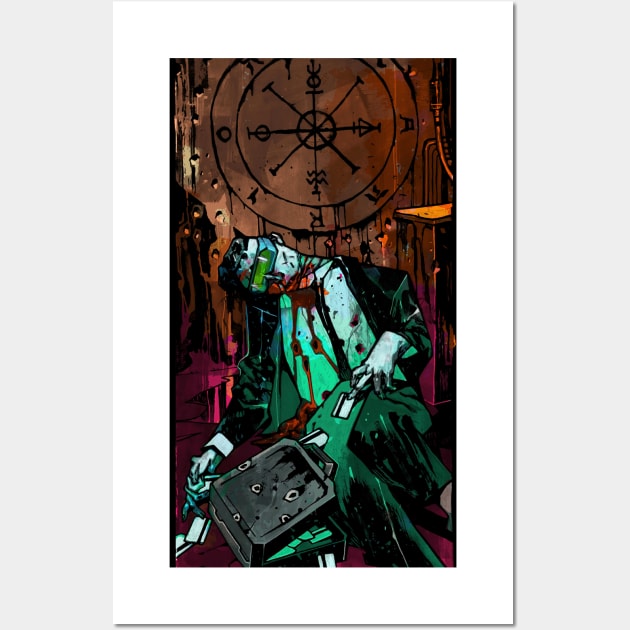 The Wheel of Fortune (Cyberpunk Tarot) Wall Art by Joshessel